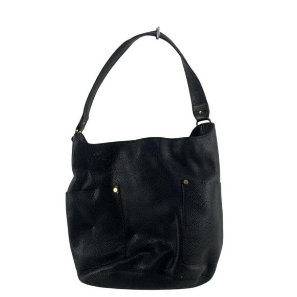 Boden Black Leather Shoulder Hobo Bag - Pebbled Leather - Picture 1 of 4